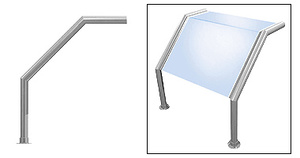 CRL Brushed Stainless Elegant 103 Series 1-1/2" Tubing Glass On Top and Slant Only Sneeze Guard