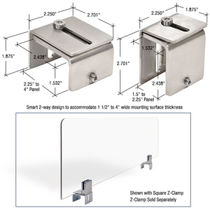 CRL Adjustable Brushed Stainless U-Clamp