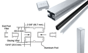 CRL Mill AWS 2" x 2-5/8" Rectangular 180 Degree 60" End Post Kit