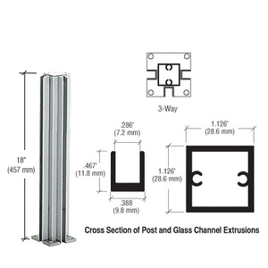 CRL Satin Anodized 18" 3-Way Design Series Partition Post