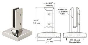 CRL 316 Polished Stainless Steel Finish Surface Mount Friction Fit Square Spigot