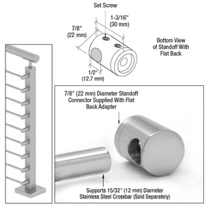 CRL 316 Polished Stainless Right End Standoff Connector (Flat Back)