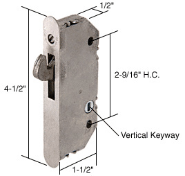 CRL 1/2" Wide Round End Face Mortise Lock with 2-9/16" Screw Holes with Vertical Keyway