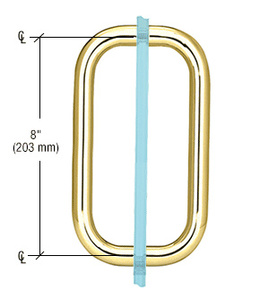 CRL Polished Brass 8" Back-to-Back Solid 3/4" Diameter Pull Handles Without Metal Washers