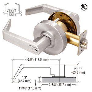 CRL Brushed Nickel Heavy-Duty Grade 2 Lever Locksets Entrance - 7-Pin SFIC