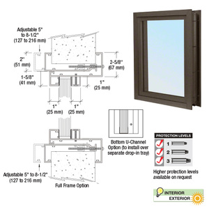 CRL Duranodic Bronze Anodized Aluminum Clamp-On Frame Exterior Glazed Vision Window