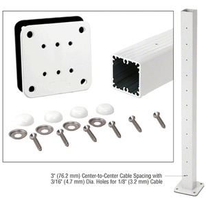 CRL Sky White 42" Surface Mount Cable Center Post Kit for 200, 300, 350, and 400 Series Rails