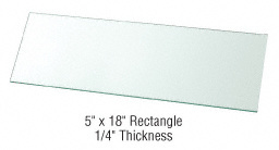 CRL 5" x 18" Rectangular 1/4" Clear Tempered Glass Shelf - 5/Pk