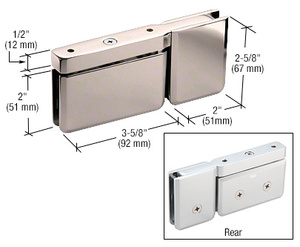 CRL Polished Nickel Top or Bottom Mount Prima Pivot Hinge with Attached U-Clamp