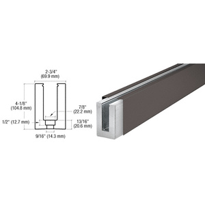 CRL Dark Bronze B7S Series Custom Length Square Base Shoe Drilled for 3/4 Glass