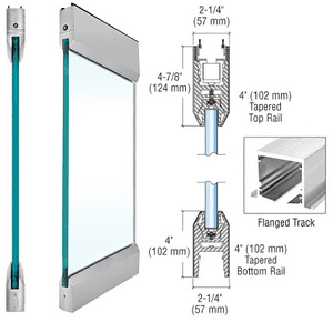 CRL Brushed Stainless Type 2 Flanged SPS with 4" Tapered Rails Top and Bottom