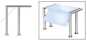 CRL Polished Stainless Contemporary 301 Series 1-1/2" Tubing Glass On Top and Front Only Moveable Glass Sneeze Guard
