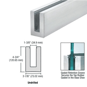 CRL L56S Series Mill Aluminum 10' Standard Square Base Shoe Undrilled for 9/16" Glass