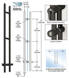 CRL Matte Black 72" Upwards Locking Ladder Pull