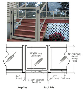 CRL Agate Gray 36" 200 Series Aluminum Railing System Gate for 1/4" to 3/8" Glass