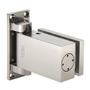 CRL Brushed Satin Nickel Vernon Oil Dynamic 8060 'All-Glass' Commercial Door Hinge - Hold Open