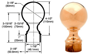CRL Polished Brass Ball End Cap for 2" Tubing