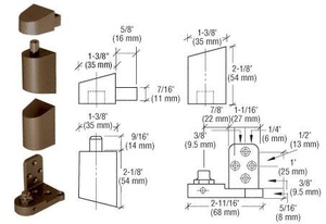 CRL Dark Bronze Offset Right Hand Pivot Set Flush with Frame Face