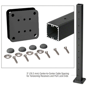 CRL Matte Black 42" Tall Cable Receiver Post Kit Prepped for Button Terminal End