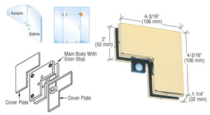 CRL Brass Sidelite Mounted Transom Patch With Reversible Door Stop