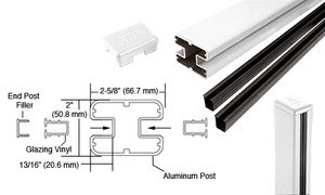 CRL Sky White AWS 2" x 2-5/8" Rectangular 180 Degree 72" Center Post Kit