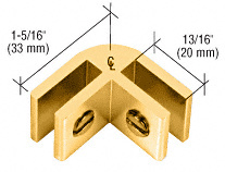 CRL Gold Two-Way Aluminum 90 Degree Glass Connector