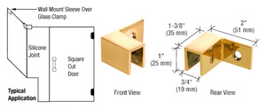 CRL Unlacquered Brass Left Hand "Sleeve Over" Wall Mount Glass Clamp