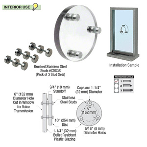 CRL Round Level 1 Clear-Vision Bullet Resistant Acrylic Speak-Thru