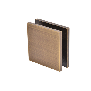 CRL Antique Brass Square Style Hole-in-Glass Fixed Panel U-Clamp