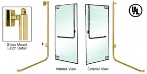 CRL-Blumcraft® Satin Brass Right Hand Reverse Glass Mount Keyed Access "D" Exterior, Top Securing Panic Handle