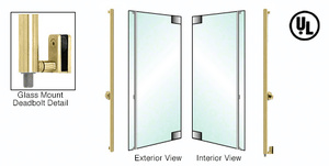 CRL-Blumcraft® Satin Brass Right Hand Glass Mount Cylinder Outside, Thumbturn Inside 'F' Bottom Secured Deadbolt Exterior Handle