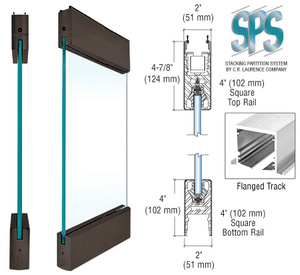 CRL Black Type 2 Flanged SPS with 4" Square Rails Top and Bottom