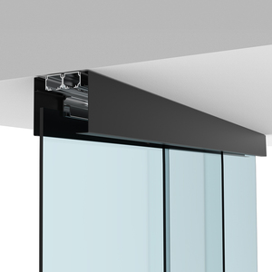 CRL50 Matte Black Series Two Panel Telescoping Behind Fixed Panel Ceiling Mount Kit - Left Stacking Direction