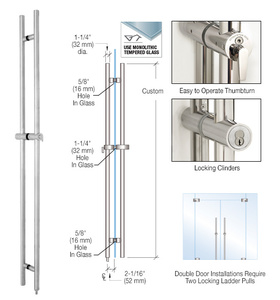 CRL Polished Stainless LLPA Series Custom Length Up To 120" Ladder Pull - Lock Down