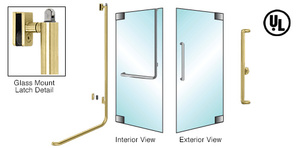 CRL-Blumcraft® Satin Brass Right Hand Reverse Glass Mount Keyed Access "X" Exterior, Top Securing Panic Handle for 3/4" Glass