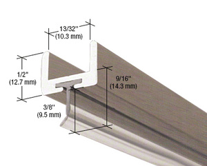 CRL Brushed Nickel Frameless Shower Door Aluminum U-Channel With Wipe for 3/8" Thick Glass