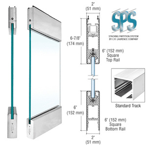 CRL Brushed Stainless Type 4 Standard Track SPS Convertible Sliding/Pivoting Door with 6" Square Rails Top and Bottom