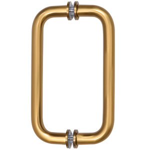 CRL Modern Gold 8" Back-to-Back Solid Brass 3/4" Diameter Pull Handles with Metal Washers