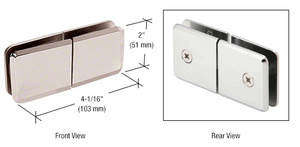 CRL Polished Nickel Square Beveled 180º Glass-to-Glass Movable Transom Clamp