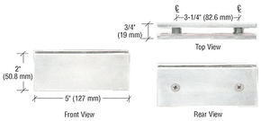 CRL Brushed Satin Chrome Square 180 Degree Glass-to-Glass Clamp