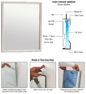 CRL 24" x 24" Stainless Steel Theft-Proof Mirror Frame