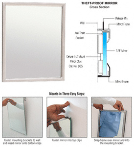 CRL 18" x 24" Stainless Steel Theft-Proof Mirror Frame