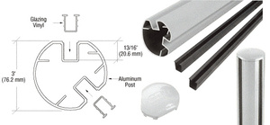 CRL Metallic Silver AWS 3" Diameter Round 135 Degree 36" Post Kit