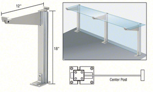 CRL Satin Anodized 18" High Center Design Series Partition Post with a 12" Deep Top Shelf