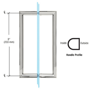 CRL 8" Polished Chrome RM Series Flat Outside Surface/Round Tubing Inside Back-to-Back Pull Handle