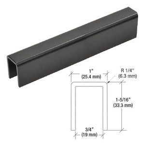  CRL Matte Black 11 Gauge Cap Rail for 1/2" or 5/8" Glass - 20'