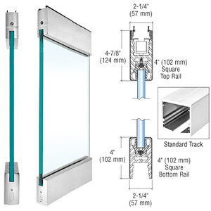 CRL Brushed Stainless Type 3 Standard SPS with 4" Square Rails Top and Bottom