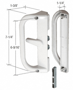 Truth Hardware Sliding Glass Door Handle - White Surface Mounted Hook Style, 6-9/16" Screw Holes For Patio Doors