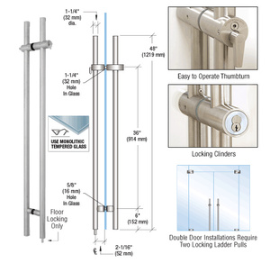 CRL 316 Brushed Stainless 48" Locking Ladder Pull