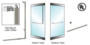 CRL-Blumcraft® Brushed Stainless Right Hand Reverse Rail Mount Keyed Access "A" Exterior, Top Securing D-Shape Panic Handle for 3/4" Glass